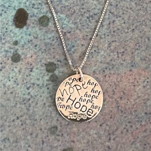 Hope Charm 18” Necklace 925 Sterling
